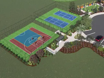 Sports courts at Salt Meadows amenity center.