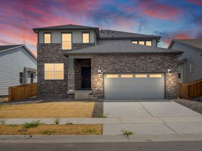 The Deercreek floorplan exterior image taken at a Meritage Homes community in Brighton, CO.