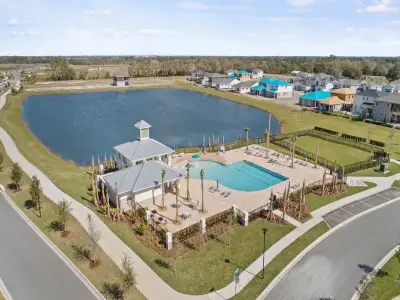 Aerial view of the amenity center at The Reserve at Twin Lakes