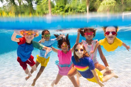 Kids playing in pool