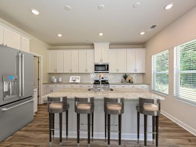 The Dakota's kitchen offers a large island and plenty of counter space.