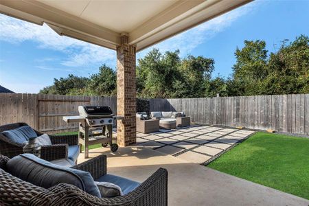 Fantastic backyard with covered patio and no back neighbors.