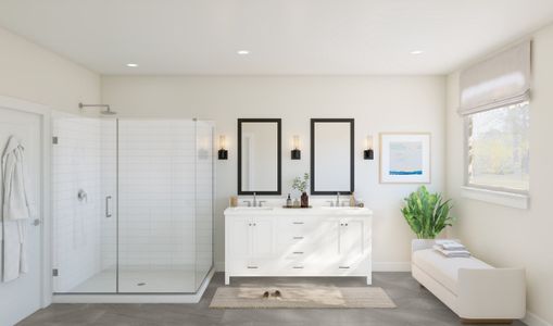 Primary bath with dual vanities