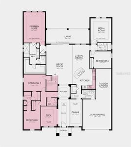 First Floor Plan - Structural options added include: gourmet kitchen, second floor bonus room with bedroom and bath, primary bathroom extension