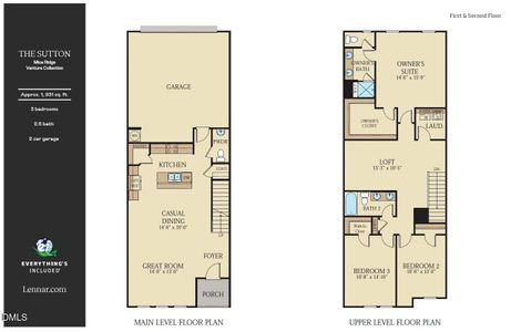 New construction Townhouse house 2217 Mica Ridge Ln, Durham, NC 27703 plan Sutton - image