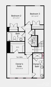 Upper Level Floor Plan - Structural options added include: ledge in primary shower