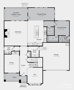 Structural options added: first floor guest suite, extended casual dining area, covered outdoor living, game room.