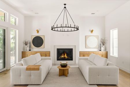 Grand Chandelier with Lux Gas Fireplace