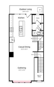 Main Level Floor Plan - Structural options added include: gourmet kitchen, and shower ledge at primary bath Main Level Floor Plan - Structural options added include: gourmet kitchen, and shower ledge at primary bath