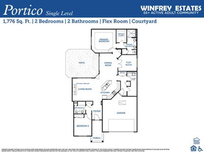 The Portico floor plan at Winfrey Estates by ROC Homes features an elegant design with spacious living areas, modern amenities, and seamless indoor-outdoor flow.