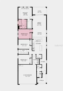 Main Floor Plan - Structural options added include: pocket door in primary suite