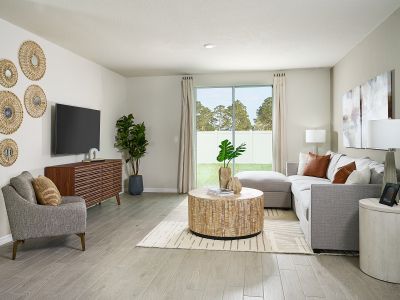 Great Room of the Acadia floorplan modeled at Park East.