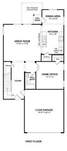 The Lockport II floor plan by K. Hovnanian Homes. 1st Floor shown. *Prices, plans, dimensions, features, specifications, materials, and availability of homes or communities are subject to change without notice or obligation.