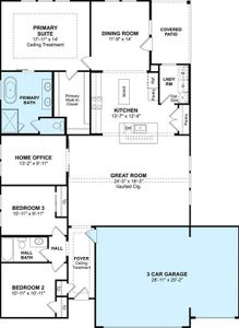 The Juniper III floor plan by K. Hovnanian Homes. 1st Floor shown. *Prices, plans, dimensions, features, specifications, materials, and availability of homes or communities are subject to change without notice or obligation.