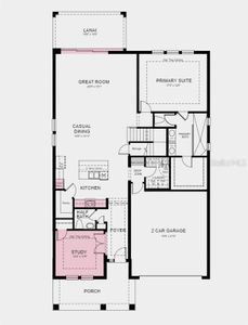 Floor Plan - Structural options added include; study in place of flex room, gourmet kitchen, sliding glass door at lanai, drop zone, and stand-up shower in bath three