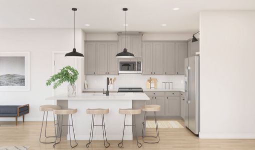 Kitchen with pendant lighting