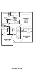 The Carlisle II floor plan by K. Hovnanian Homes. 2nd Floor shown. *Prices, plans, dimensions, features, specifications, materials, and availability of homes or communities are subject to change without notice or obligation.