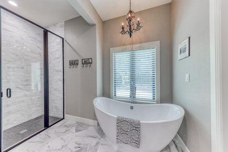 Soak in master tub, separate from the shower which will have frameless glasswork.