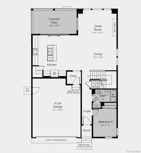 Structural options added include: first floor guest suite with full bath, 8'x12' sliding glass doors to outdoor patio.