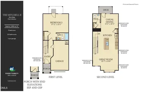 New construction Townhouse house 3308 Opal Dr, Durham, NC 27703 plan Mitchell II - image