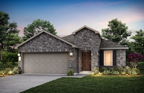 The Hewitt, a one-story home with 2-car garage, shown with Home Exterior O