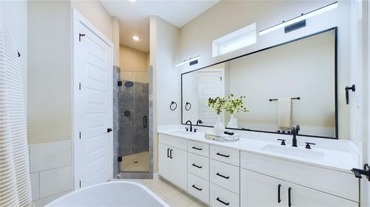 Dual sinks, a spa-like shower, and elegant finishes make this en-suite bathroom a true escape.