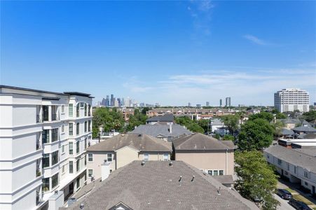 Enjoy unobstructed eastern views of Downtown Houston from the privacy of your own residence, where lush greenery from the neighborhood complements the stunning panoramic skyline. This seamless integration of nature and urban elegance provides a serene retreat for residents to appreciate the city's beauty.