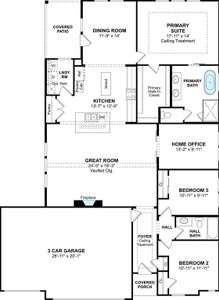 The Juniper III floor plan by K. Hovnanian Homes. 1st Floor shown. *Prices, plans, dimensions, features, specifications, materials, and availability of homes or communities are subject to change without notice or obligation.