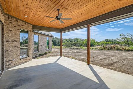 View of patio / terrace featuring ceiling fan