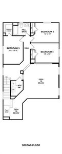 The Darlington II floor plan by K. Hovnanian® Homes. 2nd Floor shown. *Prices, plans, dimensions, features, specifications, materials, and availability of homes or communities are subject to change without notice or obligation.