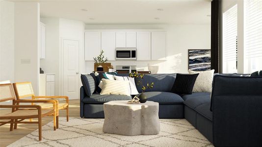 Living room with light hardwood / wood-style flooring