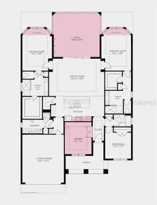 Floor Plan - Structural options added include: Gourmet kitchen, study, 8' interior doors, bay window at primary suite, second suite alternate 1, outdoor kitchen rough-in, and extended covered lanai.