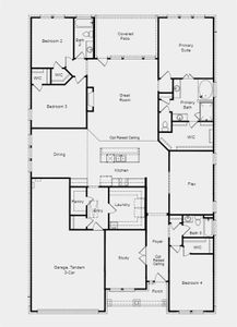 Structural options include: Raised ceiling at foyer and gathering room, bed 4/bath 3, drop in tub at owner’s bath, and study in place of dining.