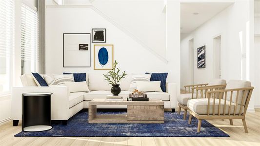 Living area with wood-type flooring