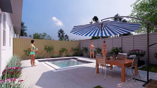 Backyard is big enough for pool - this is a rendering