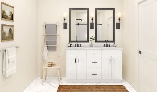 Primary bath with matte black hardware