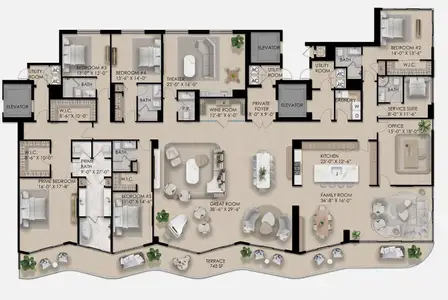 New construction Condo house 521 E Las Olas Blvd, Fort Lauderdale, FL 33301 plan Residence PH1 Combo - image