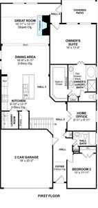 The Elmore floor plan by K. Hovnanian® Homes. 1st Floor shown. *Prices, plans, dimensions, features, specifications, materials, and availability of homes or communities are subject to change without notice or obligation.