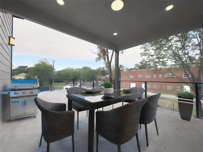 Virtual Staging. View of patio / terrace featuring area for grilling and a balcony