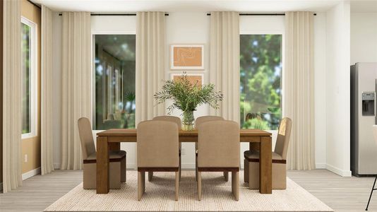 Dining room with light wood-type flooring