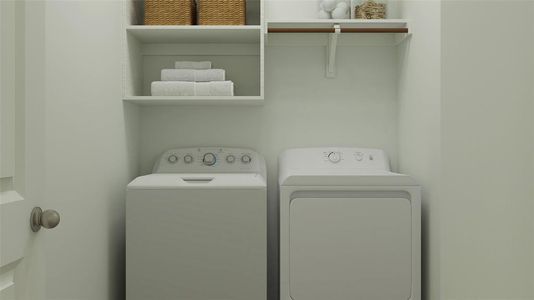 Washroom featuring independent washer and dryer