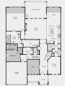 Structural options include: first floor guest suite, study, fireplace, walk in shower in primary bath, extended primary bedroom, dining area, and game room, covered balcony, additional bath upstairs, pre-plumb for water softener in garage, pre-plumb for laundry sink.