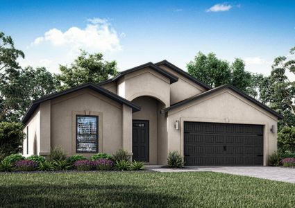 The Estero plan offers a beautiful stucco exterior.