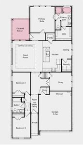 Structural options added include: Raised ceiling in foyer, 12" pop-up ceiling in gathering room, 8' doors, soaking tub in primary bath and covered outdoor living 1.