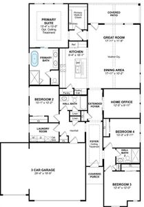 The Pasadena floor plan by K. Hovnanian Homes. 1st Floor shown. *Prices, plans, dimensions, features, specifications, materials, and availability of homes or communities are subject to change without notice or obligation.