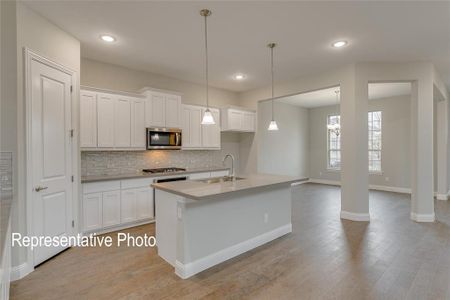 Kitchen with white cabinetry, stainless steel appliances, light hardwood / wood-style floors, and sink