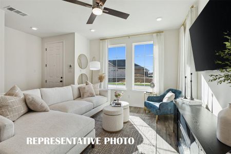 Thoughtfully designed, relaxing family rooms can be found in all of our homes in Heritage Village.  REPRESENTATIVE PHOTO OF MODEL HOME.