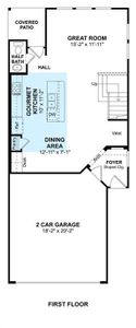 The Naples floor plan by K. Hovnanian Homes. 1st Floor shown. *Prices, plans, dimensions, features, specifications, materials, and availability of homes or communities are subject to change without notice or obligation.