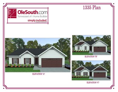 New construction Single-Family house Shelbyville, TN 37160 plan 1335 Elevation ABC - image