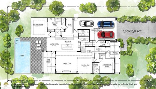 Artist Rendering of 1st Floor on Site Plan. Pool and Sod are not included in home.